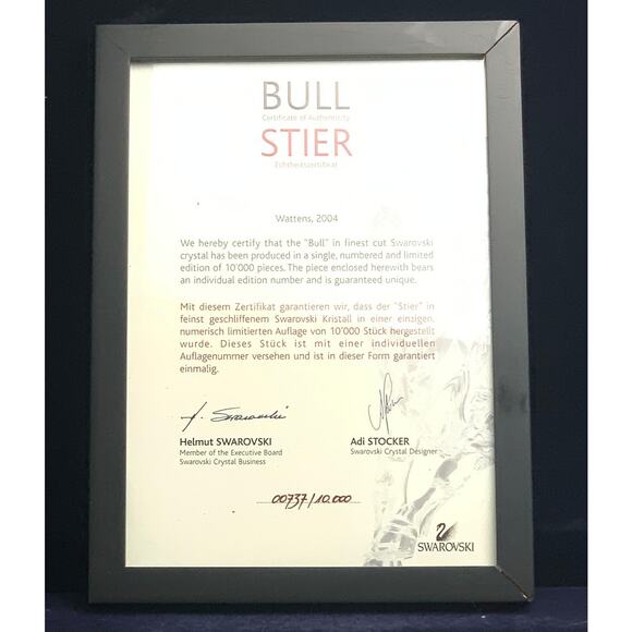2004 SWAROVSKI THE 'BULL', NUMBERED LIMITED EDITION DER STIER - Picture 2 of 16